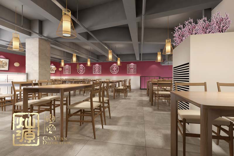 新中式自助简餐厅装修效果图