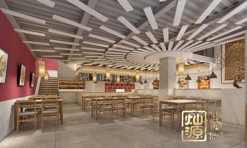 新中式自助简餐厅装修效果图