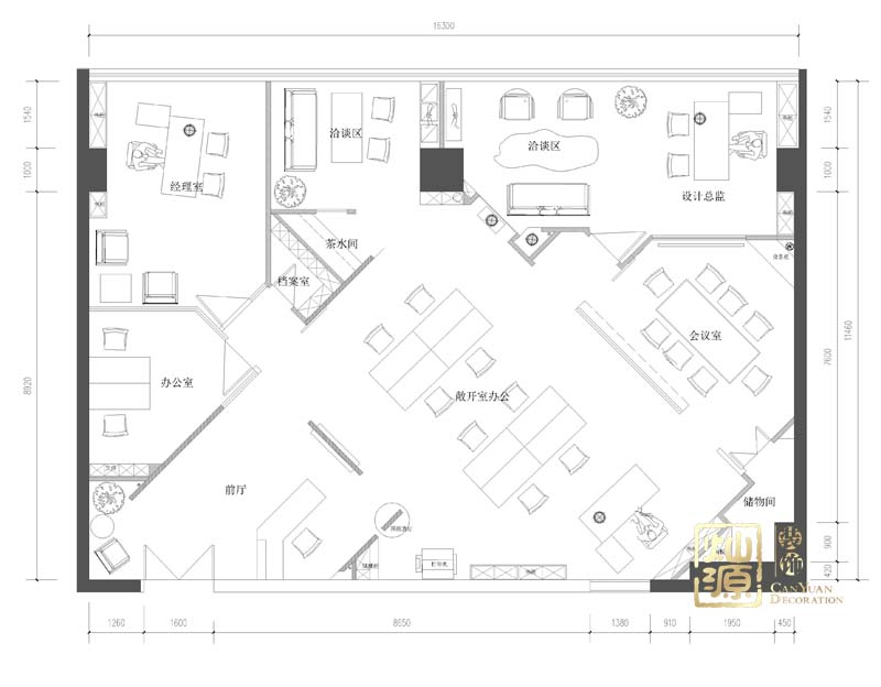 南宁美式办公室设计平面图