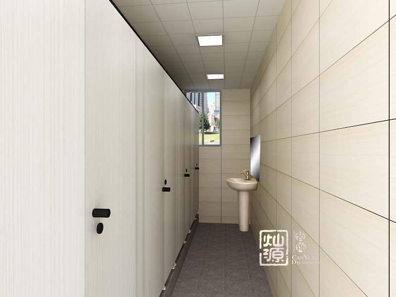 南宁办公楼装修女卫生间效果图